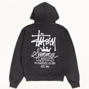 STUSSY SUMMER CLASSICS HOODIE GARMENT DYED BLACK