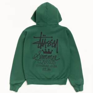 STUSSY SUMMER CLASSICS HOODIE GARMENT DYED PINE